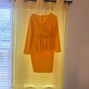 Chic Long Sleeve Yellow Dress